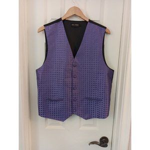 Men's Umo Lorenzo Formal Wear Purple/Black Satin Soft Button Vest Large